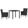 vidaXL Gar&eth;ur bor&eth;sett me&eth; p&uacute;&eth;i 3 pcs Svartur p&oacute;l&yacute;rattan