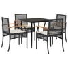 vidaXL 5 Hluta Gar&eth;bor&eth;stofusett me&eth; Sessum Svart P&oacute;l&yacute;rattan