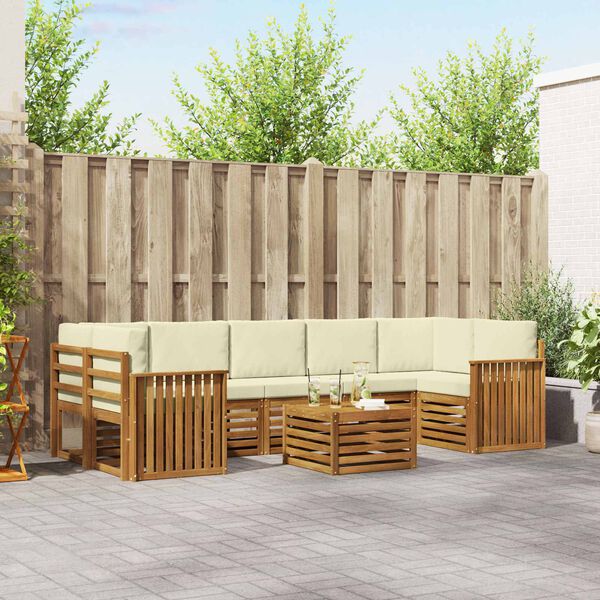 vidaXL &Uacute;ti s&oacute;fasett me&eth; p&uacute;&eth;i 8 pcs N&aacute;tt&uacute;rulegt og Krem Hrein akas&iacute;utr&eacute;