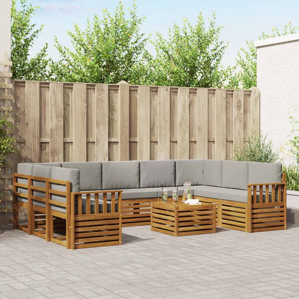 vidaXL S&oacute;fasett 10 pcs N&aacute;tt&uacute;rulegt og Lj&oacute;st Gr&aacute;tt Hrein akas&iacute;utr&eacute;