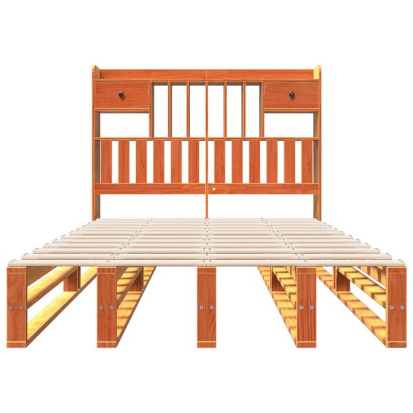 vidaXL R&uacute;mgrind me&eth; B&oacute;kahillu &aacute;n D&yacute;nu Vaxbr&uacute;nn 135x190cm Gegnheil Fura