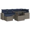 vidaXL 7 stykki gar&eth;s&oacute;fasett me&eth; p&uacute;&eth;um Grey Poly Rattan Akas&iacute;uvi&eth;ur