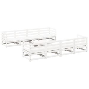 vidaXL 9 Hluta Gar&eth;s&oacute;fasett Hv&iacute;t Gegnheil Fura