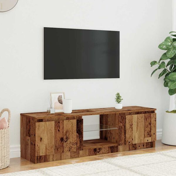 vidaXL sjónvarpsskápur með LED ljósum Old Wood 140x40x36 cm