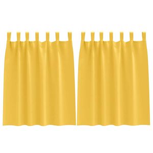 vidaXL Svartgard&iacute;nur me&eth; hringjum 2 pcs Gulvara gulan 140 x 140 cm