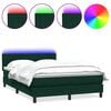 vidaXL H&oacute;lfa&eth; Springr&uacute;m me&eth; D&yacute;nu og LED D&ouml;kkgr&aelig;nt 160x210 cm Flauel