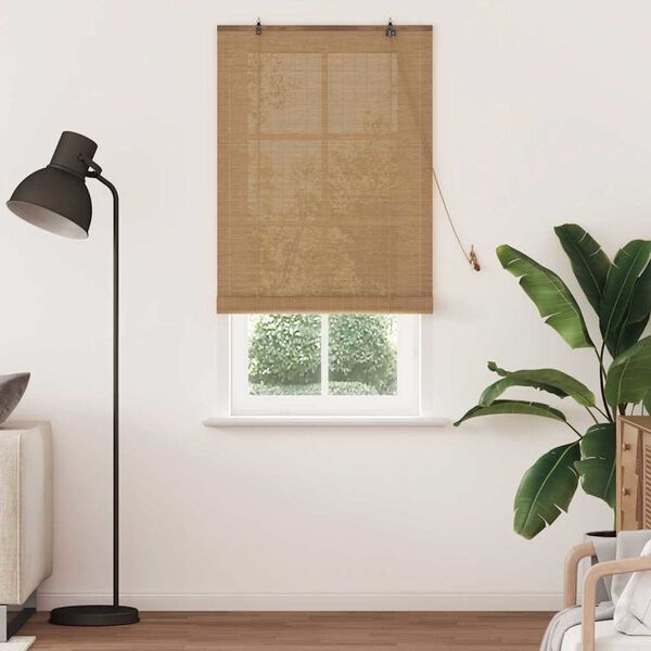 vidaXL R&uacute;llugard&iacute;na me&eth; gluggatj&ouml;ldum Br&uacute;nn 80 x 220 cm bamboo