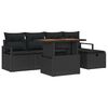 vidaXL Gar&eth;s&oacute;fa sett me&eth; p&uacute;&eth;i me&eth; geymslu 6 pcs Svartur p&oacute;l&yacute;rattan