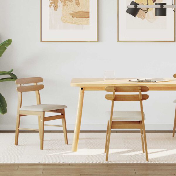 vidaXL Borðstóll 2 pcs Náttúrulegur og léttur Solid viður
