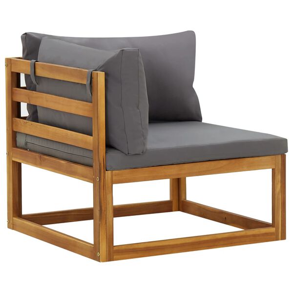 vidaXL Hornsófaeiningar 2 stk. með Sessum Gegnheill Akasíuviður