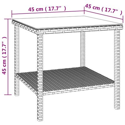 vidaXL Hliðarborð Svart 45x45x45 cm Pólýrattan og Hert Gler