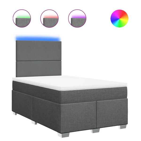 vidaXL H&oacute;lfa&eth; Springr&uacute;m D&ouml;kkgr&aacute;tt 120x190 cm Tauefni