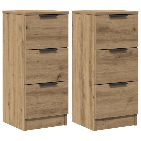 vidaXL skenkur 2 stk Artisan Oak 30x30x70 cm Hannaður viður