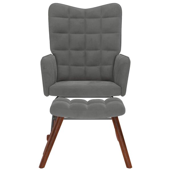 vidaXL h&aelig;gindast&oacute;ll me&eth; st&oacute;l, d&ouml;kkgr&aacute;r flauel