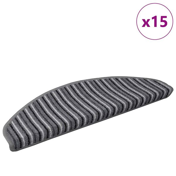 vidaXL Sj&aacute;lfklemmdu stiga mottur 15 pcs Gr&aacute;r 65 x 21 x 4 cm