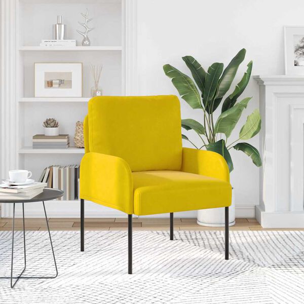 vidaXL S&oacute;far me&eth; p&uacute;&eth;i 55cm Gulur Krossvi&eth;ur