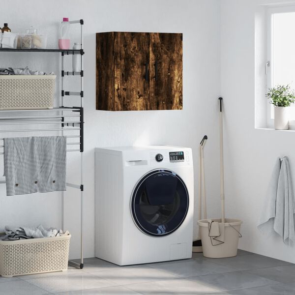 vidaXL Veggfestur Sk&aacute;pur Reyklitu&eth; Eik 60x31x60 cm Samsettur Vi&eth;ur