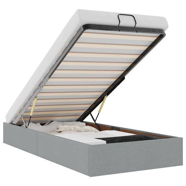 vidaXL Ottoman rúmgrind án dýnu Ljósgrár 90x200 cm Efni