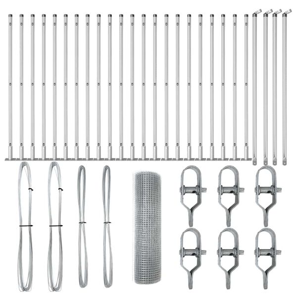 vidaXL Gir&eth;ingarp&oacute;stur Silfur 50 x 0,8 m (25 x 25 mm net) St&aacute;l