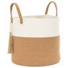 vidaXL Geymslukarfa Drappa&eth;ur og Hv&iacute;t &Oslash;40x35 cm B&oacute;mull