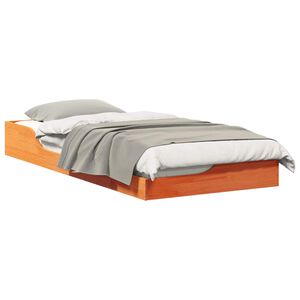 vidaXL Ramsv&iacute;k Vaxbr&uacute;nn 80 x 200 cm Solid furuhikk