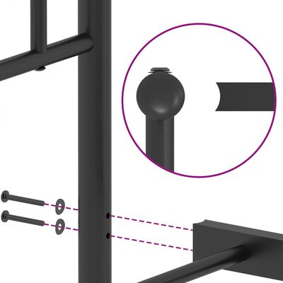 vidaXL Rúmgrind úr Málmi með Höfuðgafli & Fótagafli Svört 100x200 cm