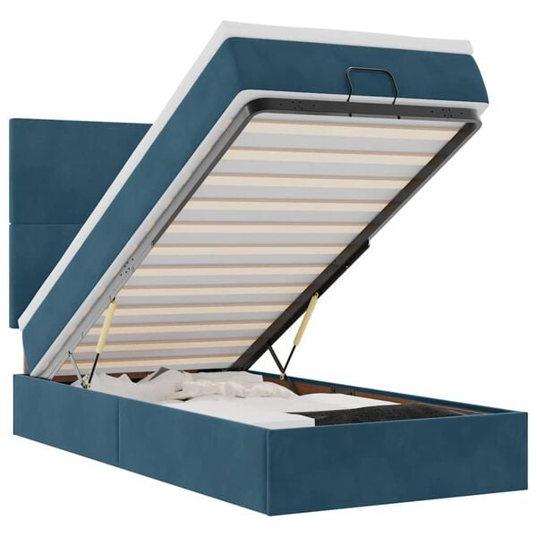 vidaXL Ottoman r&uacute;mgrind me&eth; d&yacute;num D&ouml;kkbl&aacute;r 100x200cm Flauel