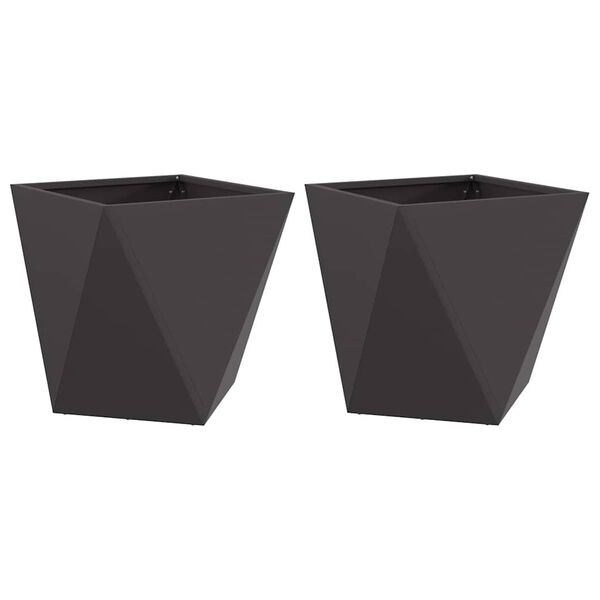 vidaXL Pl&ouml;ntuker 2 pcs Svartur 50 x 50 x 50 cm St&aacute;l