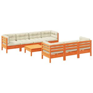 vidaXL 8 hluta Gar&eth;s&oacute;fasett me&eth; Sessum Vaxbr&uacute;nn Gegnheil Fura