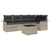 vidaXL Gar&eth;s&oacute;fa sett me&eth; p&uacute;&eth;i 6 pcs Gr&aacute;r p&oacute;l&yacute;rattan