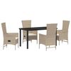 vidaXL Gar&eth;ur bor&eth;sett me&eth; p&uacute;&eth;i 5 pcs Drapplita&eth;ur p&oacute;l&yacute;rattan