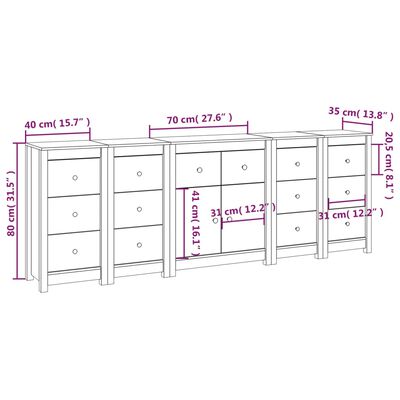 vidaXL Skenkur Svartur 230x35x80 cm Gegnheil Fura