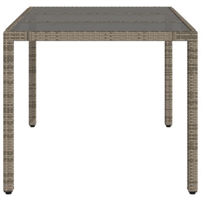 vidaXL Garðborð með Glerplötu Grátt 150x90x75 cm Pólýrattan