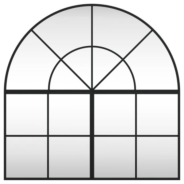 vidaXL Veggspegill Svartur 80x80 cm Bogadreginn Járn