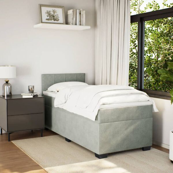 vidaXL H&oacute;lfa&eth; Springr&uacute;m me&eth; D&yacute;nu Lj&oacute;sgr&aacute;r 80x200 cm Flauel