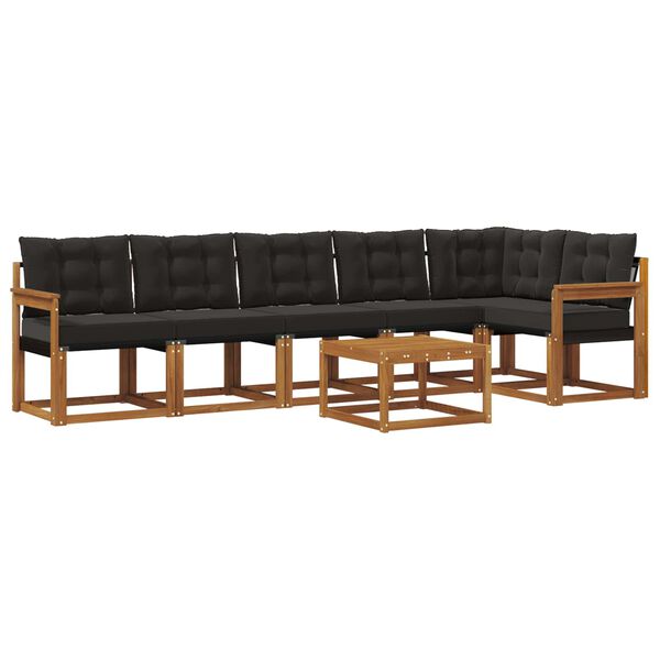 vidaXL &Uacute;ti s&oacute;fasett me&eth; p&uacute;&eth;i 7 pcs N&aacute;tt&uacute;rulegur og svartur