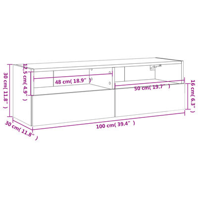 vidaXL Sjónvarpsveggskápur Brún Eik 100x30x30 cm Samsettur Viður