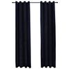 vidaXL Myrkvunargard&iacute;nur me&eth; Hringjum 2 stk. Flauel Svartar 140x245 cm
