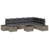 vidaXL Gar&eth;s&oacute;fa sett me&eth; kodda 9 pcs Gr&aacute;r Poly rattan
