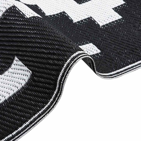 vidaXL Útimotta ARAKIL Hvít og Svört 190x290 cm PP