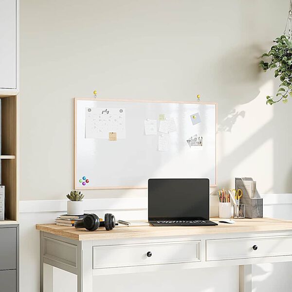 vidaXL segulhv&iacute;tt bor&eth; me&eth; ramma &uacute;r gegnheilum furuvi&eth;i 100x55 cm