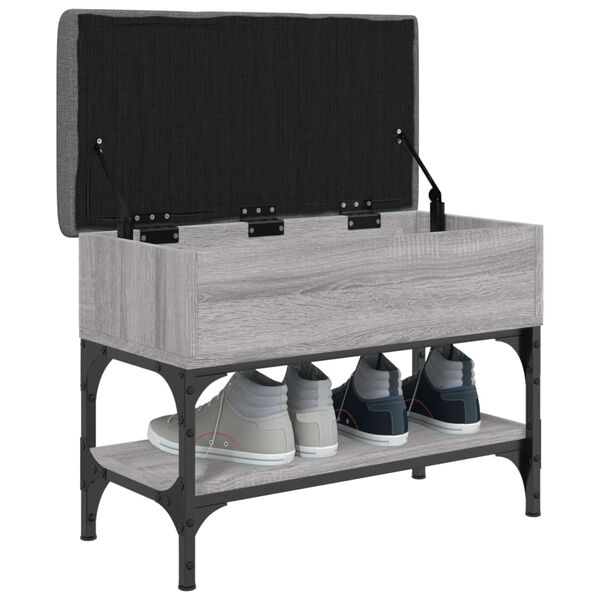 vidaXL Sk&oacute;bekkur Gr&aacute;ir Sonoma Eik 62x32x45 cm Samsettur Vi&eth;ur