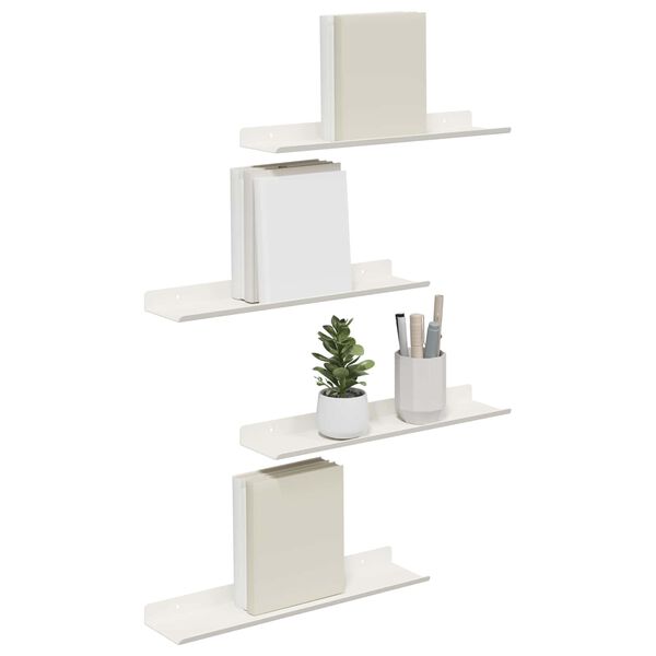 vidaXL Flj&oacute;tandi skrifbor&eth; Vegghengt 4 pcs Hv&iacute;t 40 x 9 x 2,5 cm St&aacute;l