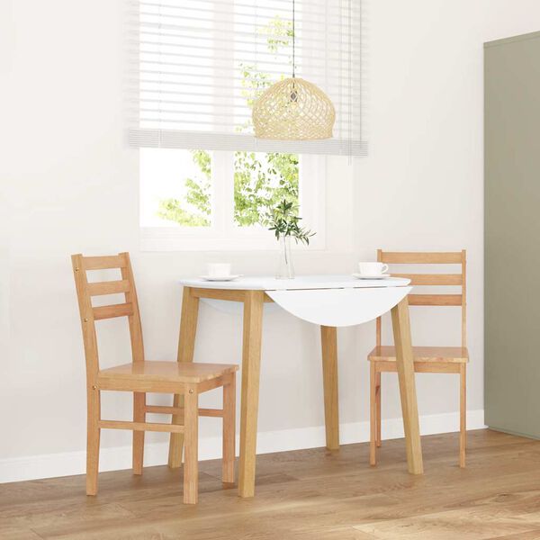 vidaXL borðstofustólar 2 stk gegnheilt viðargúmmí