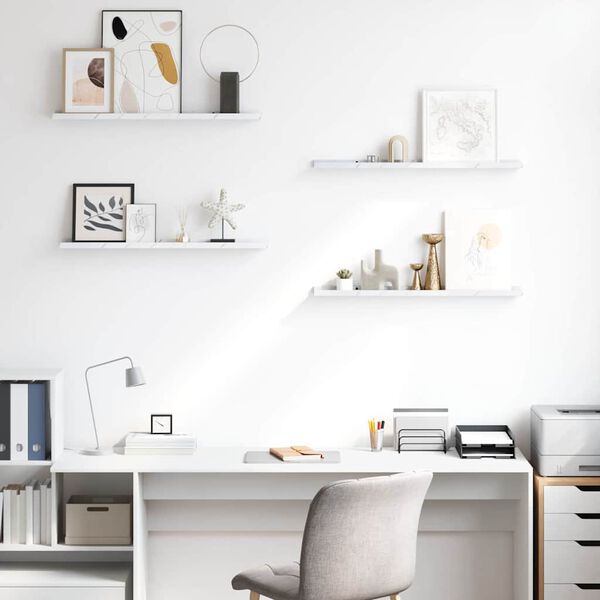 vidaXL Vegghylla 4 pcs Hv&iacute;tt marmara 80 x 9 x 3 cm Samsettur vi&eth;ur