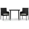 vidaXL 3 Hluta Gar&eth;bor&eth;stofusett me&eth; Sessum Svart P&oacute;l&yacute;rattan
