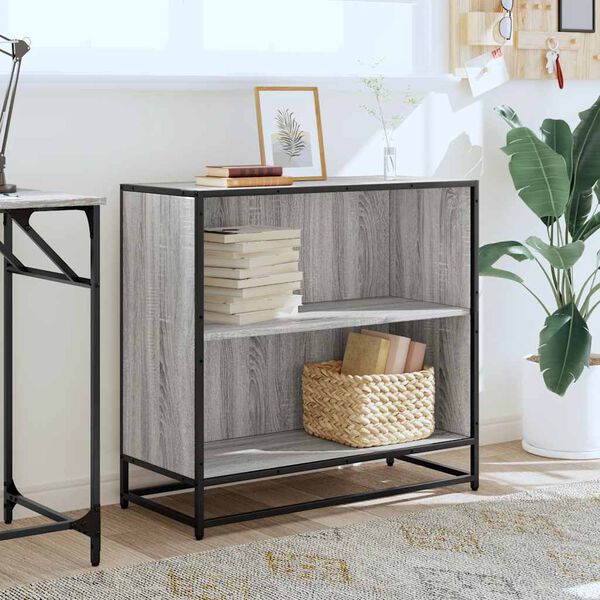 vidaXL Bókaskápur Grár Sonoma 80,5x35x76 cm Hannaður viður