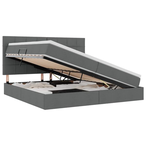 vidaXL R&uacute;m me&eth; geymslur&yacute;mi og LED D&ouml;kk gr&aacute; 200 x 200 cm P&oacute;l&yacute;ester