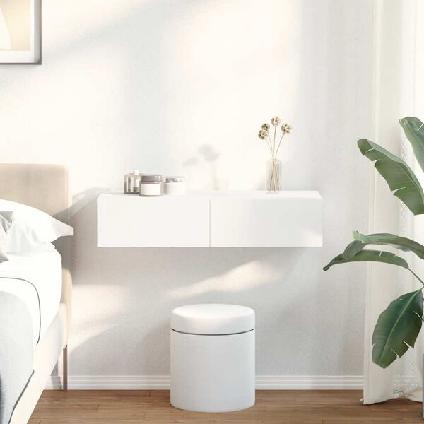 vidaXL vegghilla með skúffum Hvítt 80x33x17 cm Samsettur Viður