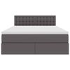 vidaXL Rúm með geymslurými og LED Grár 140 x 200 cm Gervileður